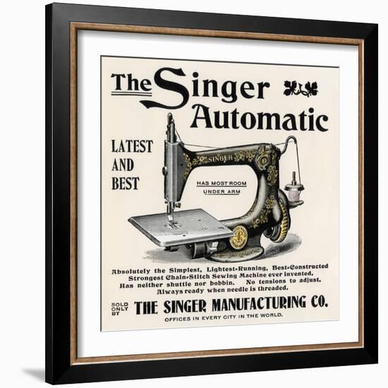 Advertisement for the Singer Automatic Sewing Machine, 1890s-null-Framed Giclee Print