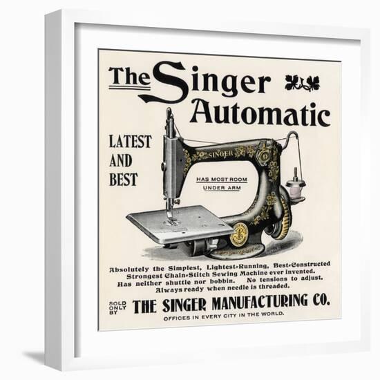 Advertisement for the Singer Automatic Sewing Machine, 1890s-null-Framed Giclee Print