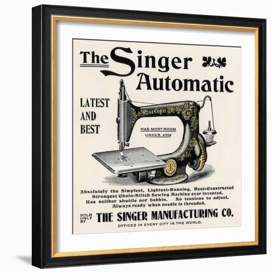 Advertisement for the Singer Automatic Sewing Machine, 1890s-null-Framed Giclee Print