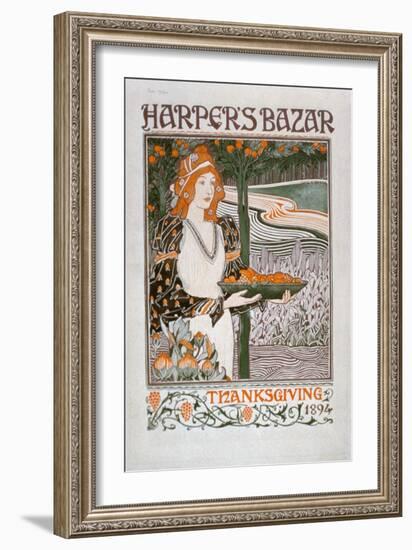 Advertisement for the Thanksgiving Edition of 'Harper's Bazar', 1894 (Colour Litho)-American-Framed Giclee Print