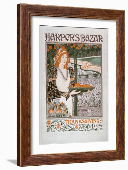 Advertisement for the Thanksgiving Edition of 'Harper's Bazar', 1894 (Colour Litho)-American-Framed Giclee Print