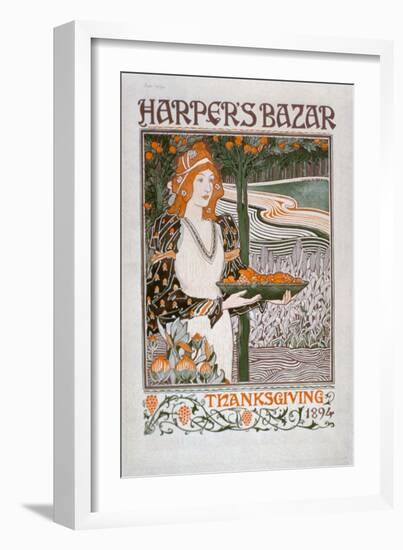 Advertisement for the Thanksgiving Edition of 'Harper's Bazar', 1894 (Colour Litho)-American-Framed Giclee Print