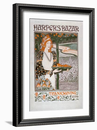 Advertisement for the Thanksgiving Edition of 'Harper's Bazar', 1894 (Colour Litho)-American-Framed Giclee Print