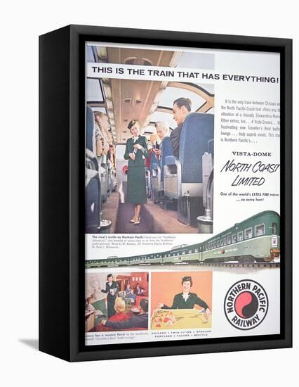 Advertisement for the 'Vista-Dome North Coast Limited' Train of the Northern Pacific Railway, 1956-null-Framed Premier Image Canvas