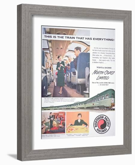 Advertisement for the 'Vista-Dome North Coast Limited' Train of the Northern Pacific Railway, 1956-null-Framed Giclee Print