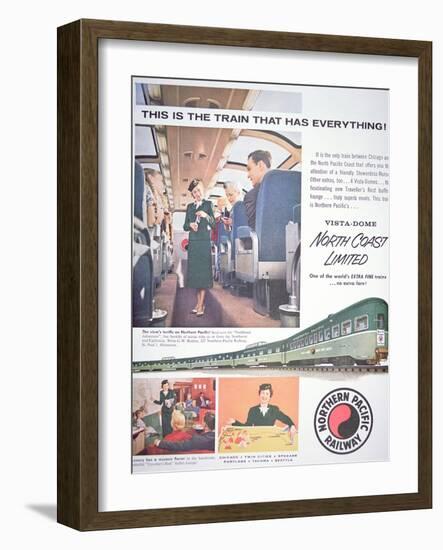 Advertisement for the 'Vista-Dome North Coast Limited' Train of the Northern Pacific Railway, 1956-null-Framed Giclee Print