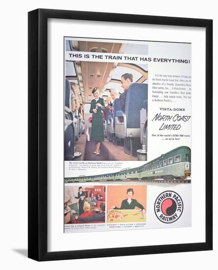 Advertisement for the 'Vista-Dome North Coast Limited' Train of the Northern Pacific Railway, 1956-null-Framed Giclee Print