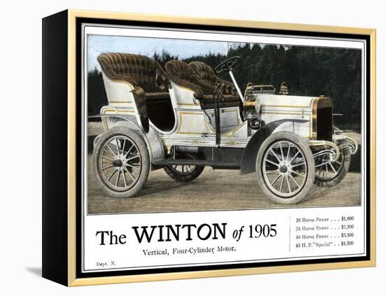 Advertisement for the Winton Automobile, 4-Cylinder Model, with Price List, 1905-null-Framed Premier Image Canvas