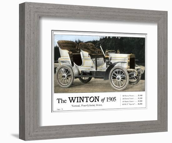 Advertisement for the Winton Automobile, 4-Cylinder Model, with Price List, 1905-null-Framed Giclee Print