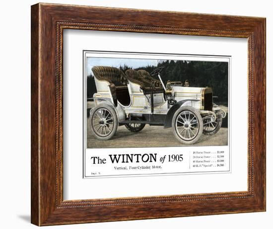 Advertisement for the Winton Automobile, 4-Cylinder Model, with Price List, 1905-null-Framed Giclee Print