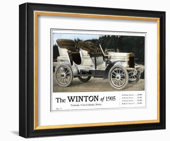 Advertisement for the Winton Automobile, 4-Cylinder Model, with Price List, 1905-null-Framed Giclee Print