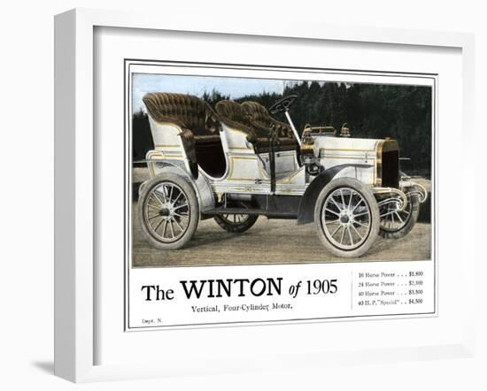 Advertisement for the Winton Automobile, 4-Cylinder Model, with Price List, 1905-null-Framed Giclee Print