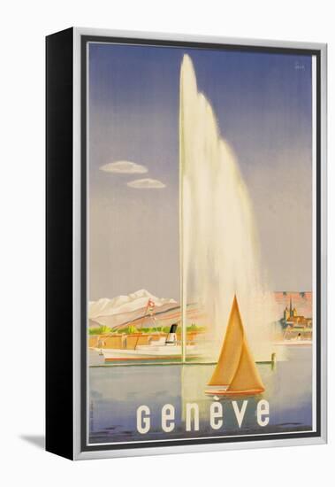 Advertisement for Travel to Geneva, C.1937 (Colour Litho)-Fehr-Framed Premier Image Canvas