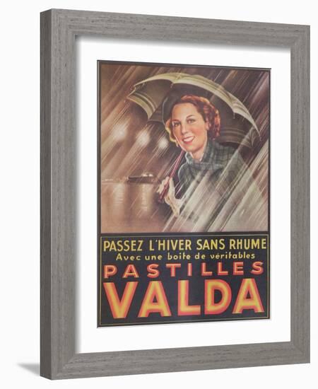 Advertisement for 'Valda' Pastilles, Published in 'Marie-Claire' Magazine, 7th January 1938-null-Framed Giclee Print