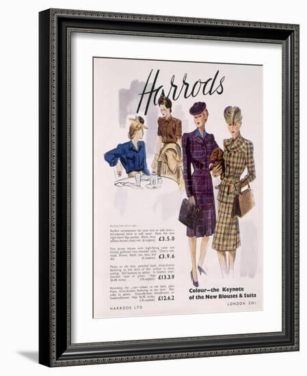 Advertisement for Women's Blouses and Suits at Harrods, 1945-English School-Framed Giclee Print