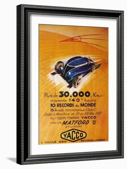 Advertisement for Yacco motor oil, c1937-Unknown-Framed Giclee Print
