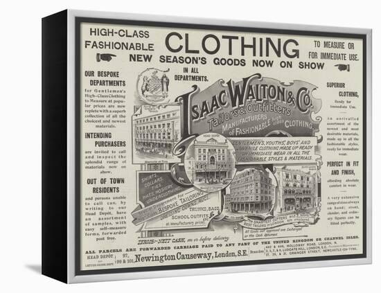 Advertisement, Isaac Walton and Company-null-Framed Premier Image Canvas