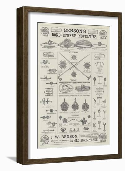 Advertisement, J W Benson-null-Framed Premium Giclee Print