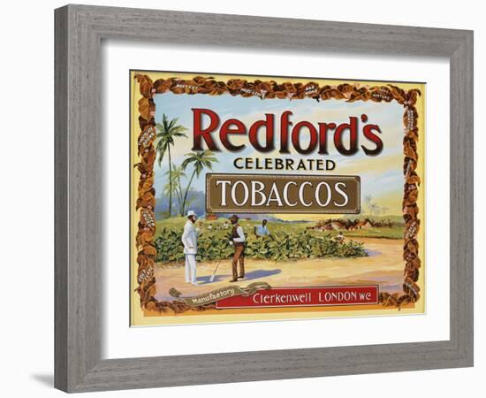 Advertisement Label for Redford's Celebrated Tobaccos-null-Framed Giclee Print