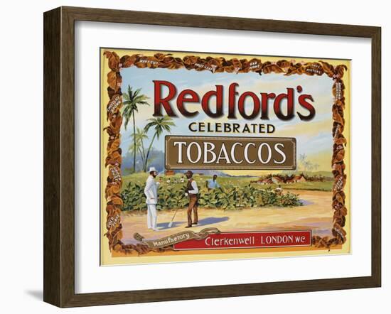 Advertisement Label for Redford's Celebrated Tobaccos-null-Framed Giclee Print