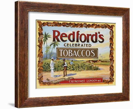 Advertisement Label for Redford's Celebrated Tobaccos-null-Framed Giclee Print