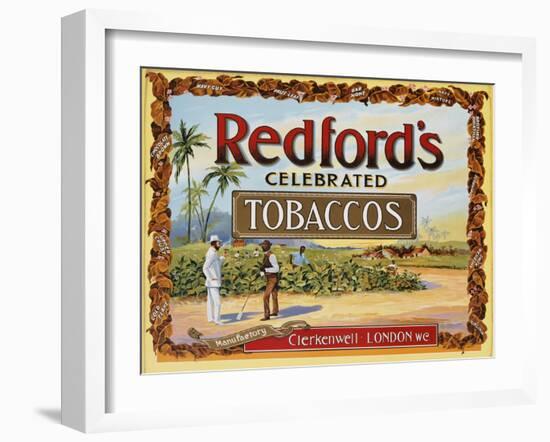 Advertisement Label for Redford's Celebrated Tobaccos-null-Framed Giclee Print