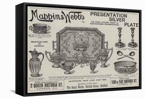 Advertisement, Mappin and Webb's Presentation Silver Plate-null-Framed Premier Image Canvas