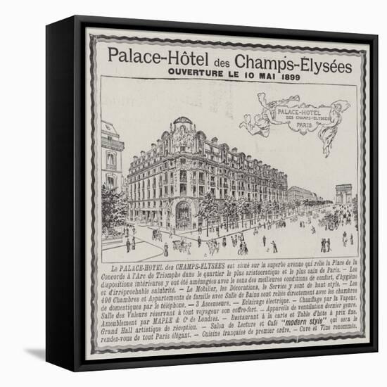 Advertisement, Palace-Hotel Des Champs-Elysees-null-Framed Premier Image Canvas