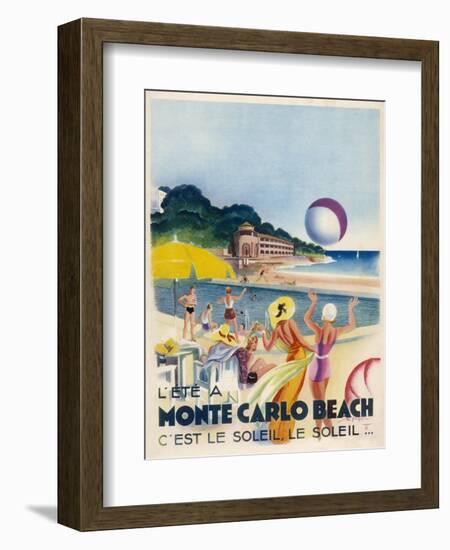 Advertisement Promoting Monte Carlo Beach-null-Framed Photographic Print