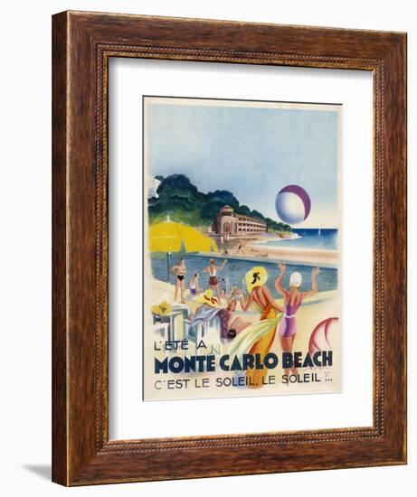 Advertisement Promoting Monte Carlo Beach-null-Framed Photographic Print