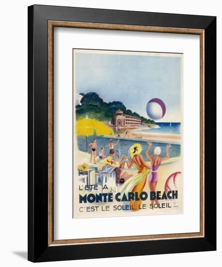 Advertisement Promoting Monte Carlo Beach-null-Framed Photographic Print