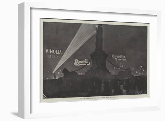 Advertisement, Scene in Trafalgar Square on the Night of 21 October-null-Framed Giclee Print
