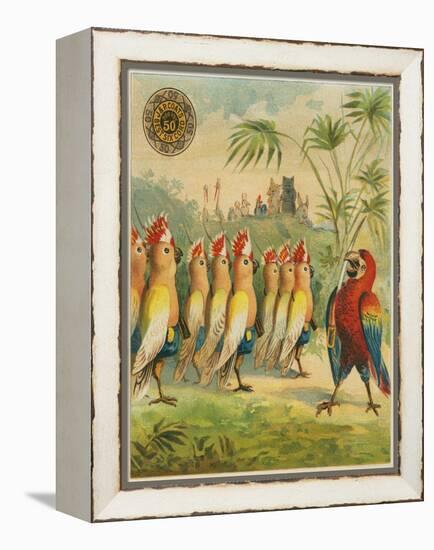 Advertisement with Parrot Soldiers-null-Framed Premier Image Canvas