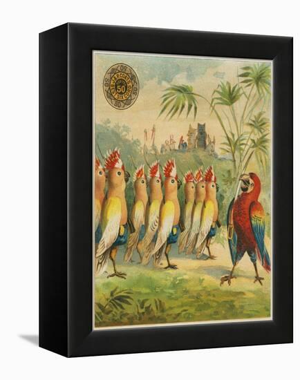 Advertisement with Parrot Soldiers-null-Framed Premier Image Canvas