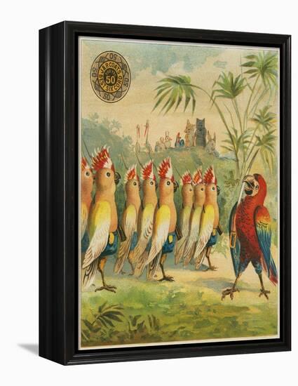 Advertisement with Parrot Soldiers-null-Framed Premier Image Canvas