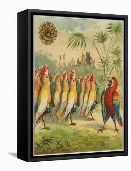 Advertisement with Parrot Soldiers-null-Framed Premier Image Canvas