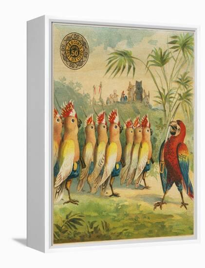 Advertisement with Parrot Soldiers-null-Framed Premier Image Canvas