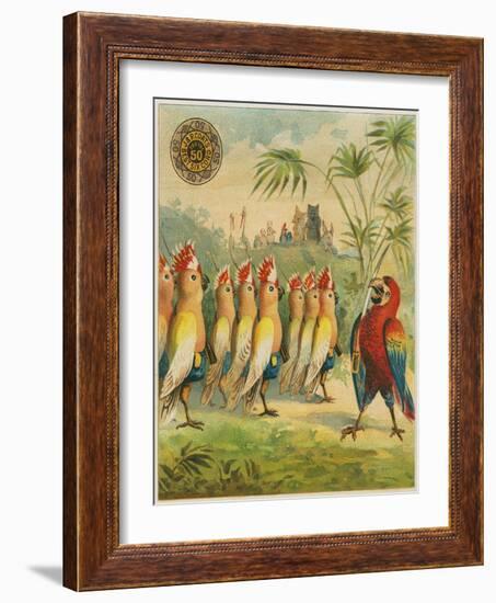 Advertisement with Parrot Soldiers-null-Framed Giclee Print