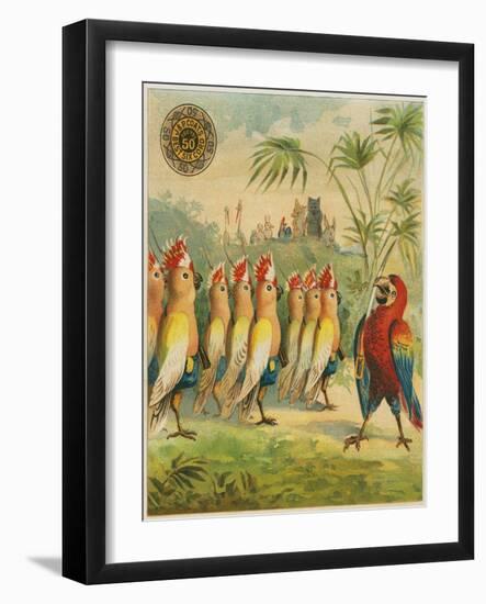 Advertisement with Parrot Soldiers-null-Framed Giclee Print