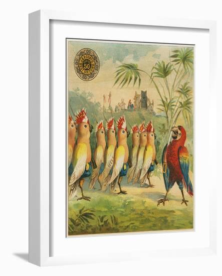 Advertisement with Parrot Soldiers-null-Framed Giclee Print