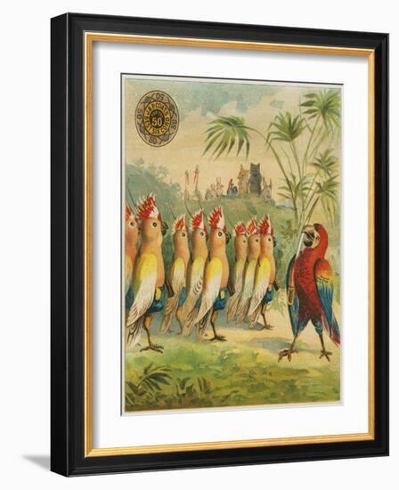 Advertisement with Parrot Soldiers-null-Framed Giclee Print