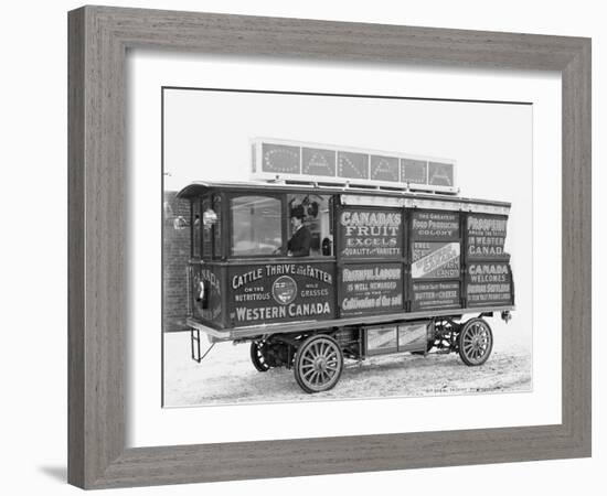 Advertising bus for the Canadian Government Colonization Company, 1900-5-null-Framed Photographic Print