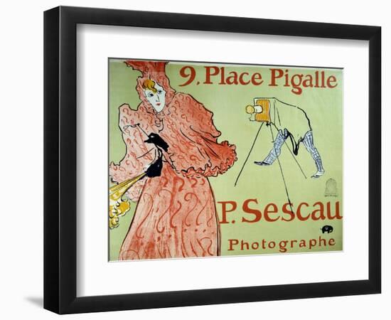 Advertising for Photographer P. Sescau, 9 Place Pigalle in Montmartre. Poster by Henri De Toulouse-Henri de Toulouse-Lautrec-Framed Giclee Print