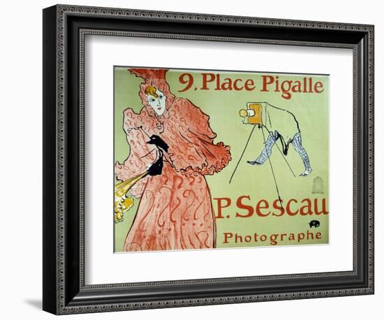 Advertising for Photographer P. Sescau, 9 Place Pigalle in Montmartre. Poster by Henri De Toulouse-Henri de Toulouse-Lautrec-Framed Giclee Print