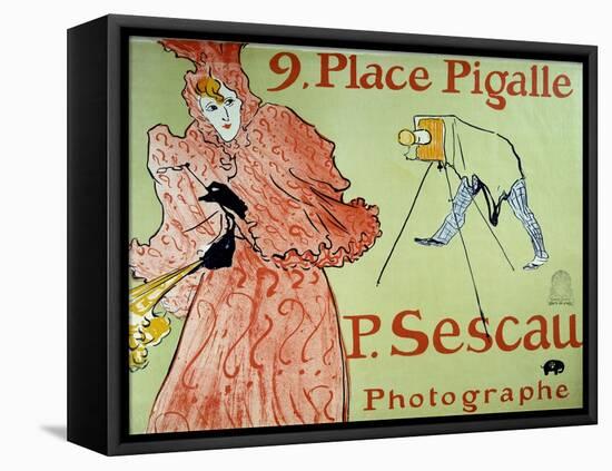 Advertising for Photographer P. Sescau, 9 Place Pigalle in Montmartre. Poster by Henri De Toulouse-Henri de Toulouse-Lautrec-Framed Premier Image Canvas