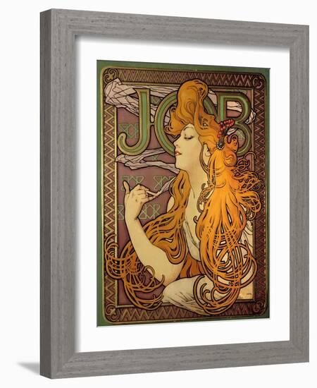 Advertising for the Brand of Papers a Cigarette “” Job””, Lithography by Alphonse Mucha (1860-1939)-Alphonse Marie Mucha-Framed Giclee Print