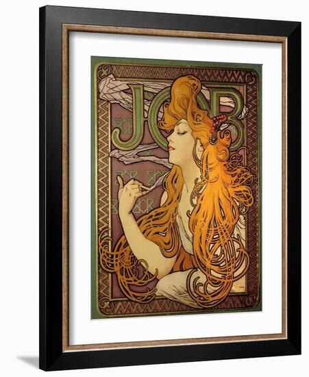 Advertising for the Brand of Papers a Cigarette “” Job””, Lithography by Alphonse Mucha (1860-1939)-Alphonse Marie Mucha-Framed Giclee Print