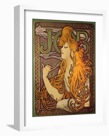 Advertising for the Brand of Papers a Cigarette “” Job””, Lithography by Alphonse Mucha (1860-1939)-Alphonse Marie Mucha-Framed Giclee Print