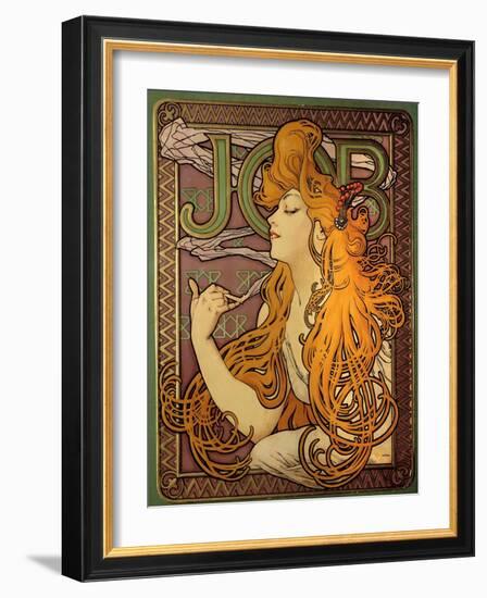 Advertising for the Brand of Papers a Cigarette “” Job””, Lithography by Alphonse Mucha (1860-1939)-Alphonse Marie Mucha-Framed Giclee Print