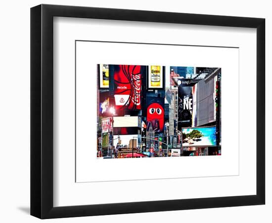 Advertising on Times Square, Manhattan, New York City, US, White Frame, Full Size Photography-Philippe Hugonnard-Framed Art Print